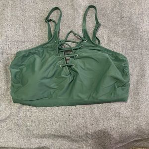 Xhilaration green lace up bikini top